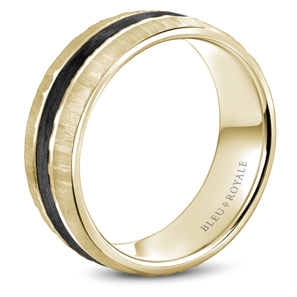 Bleu Royale Distinct Wedding Band 8.00mm 18k & Forged Carbon Fiber