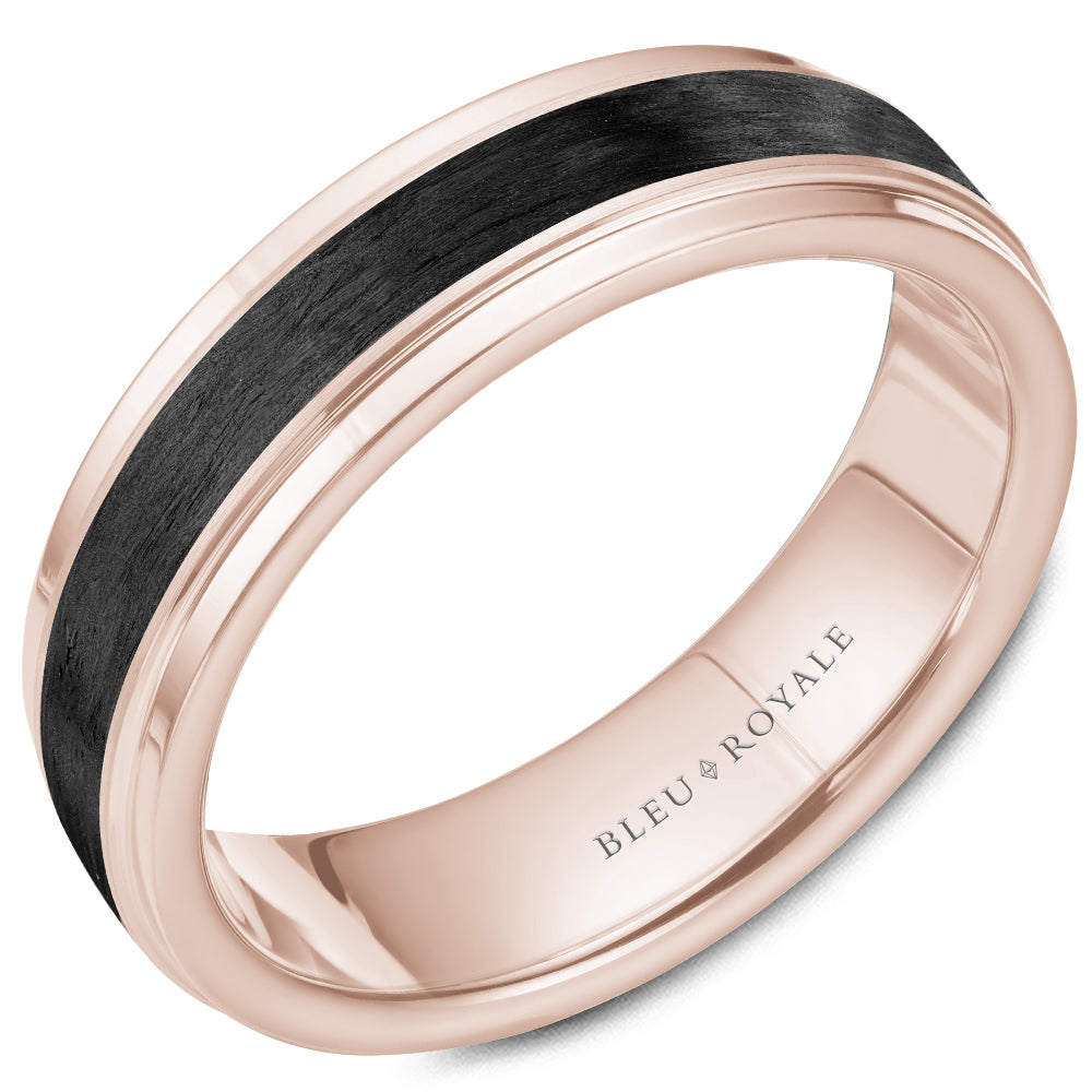 Bleu Royale Distinct Wedding Band 6.00mm 14k & Forged Carbon Fiber