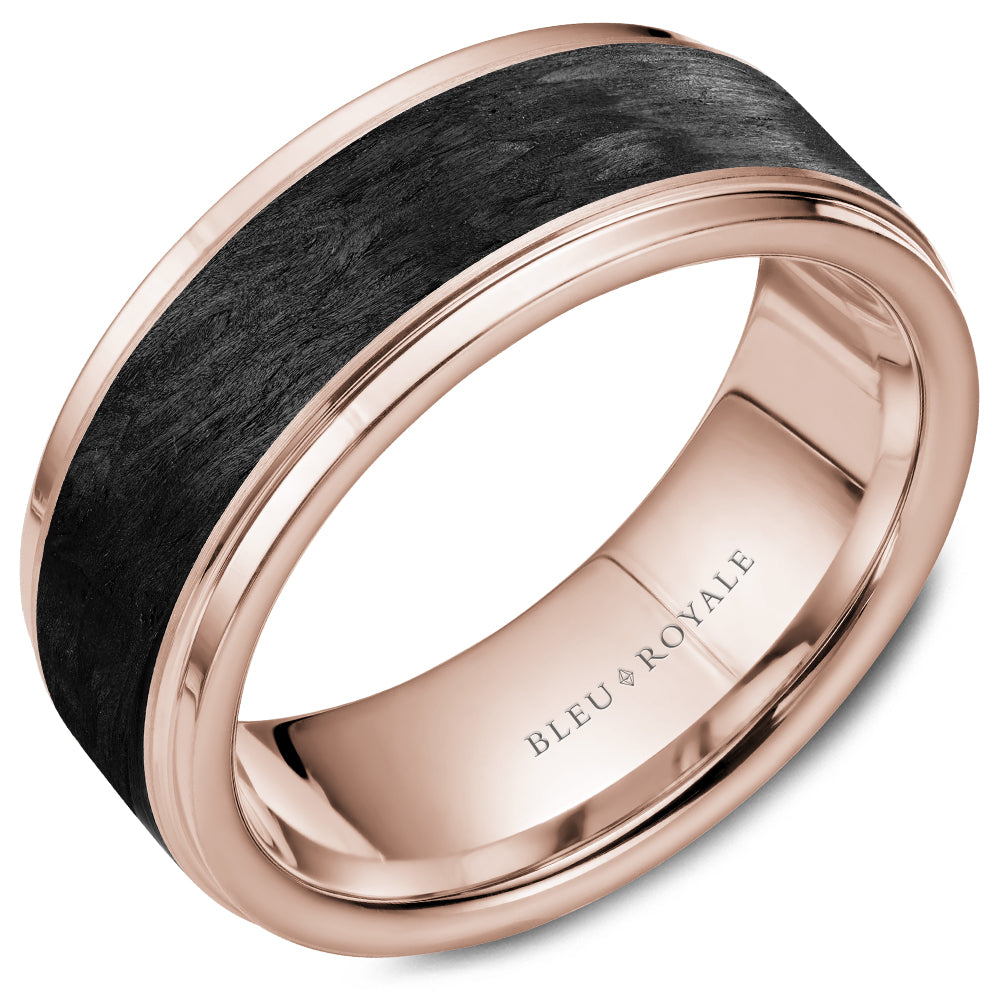 Bleu Royale Distinct Wedding Band 8.50mm 18k & Forged Carbon Fiber