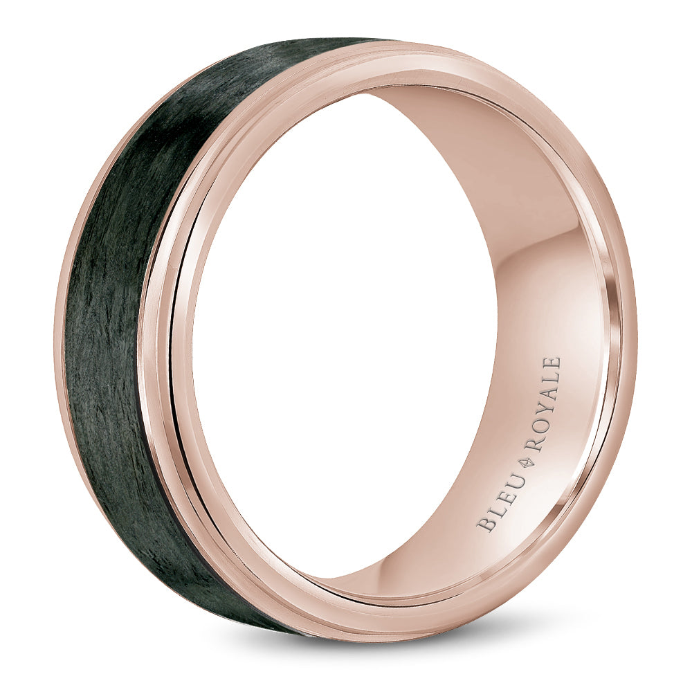 Bleu Royale Distinct Wedding Band 8.50mm 14k & Forged Carbon Fiber
