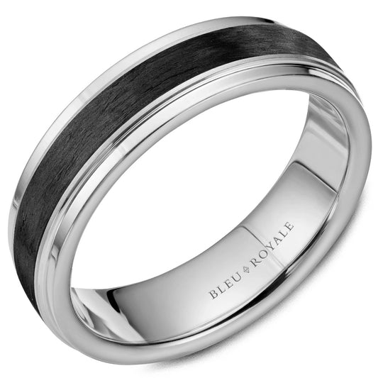 Bleu Royale Distinct Wedding Band 6.00mm 18k & Forged Carbon Fiber