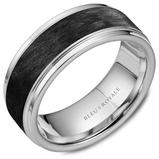 Bleu Royale Distinct Wedding Band 8.50mm Platinum 950 & Forged Carbon Fiber