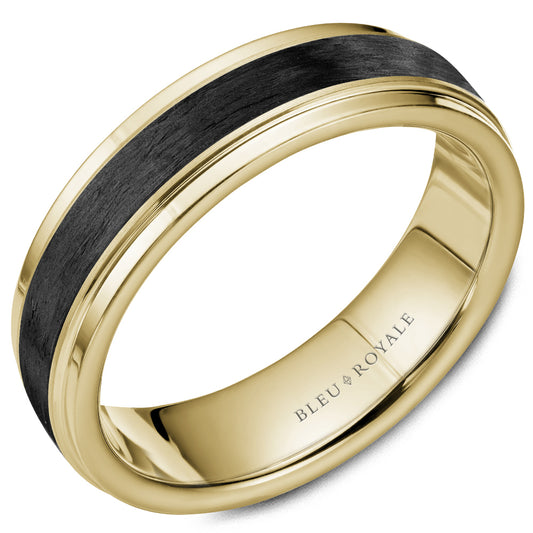 Bleu Royale Distinct Wedding Band 6.00mm 14k & Forged Carbon Fiber