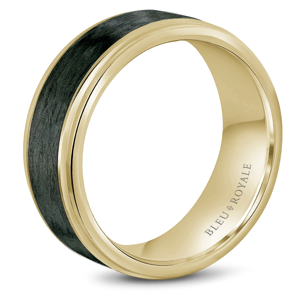 Bleu Royale Distinct Wedding Band 8.50mm 14k & Forged Carbon Fiber