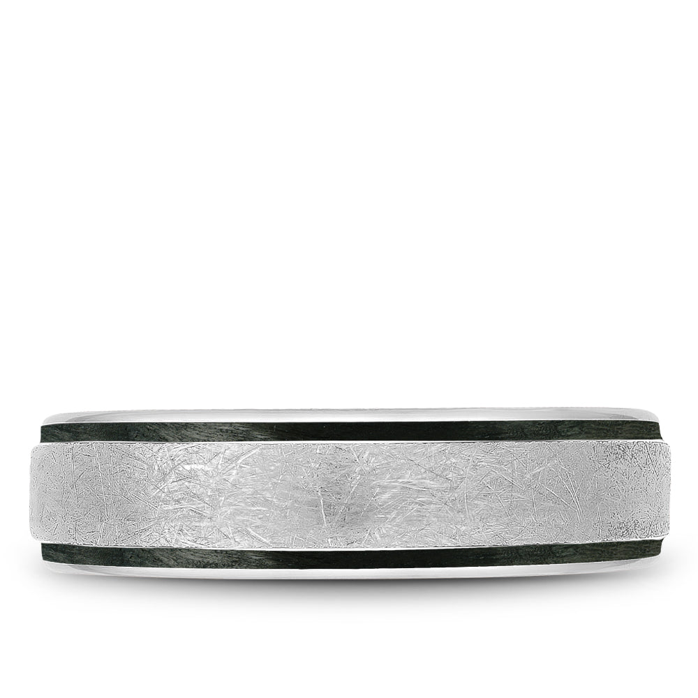 Bleu Royale Distinct Wedding Band 6.00mm White 18k Gold With Black Enamel