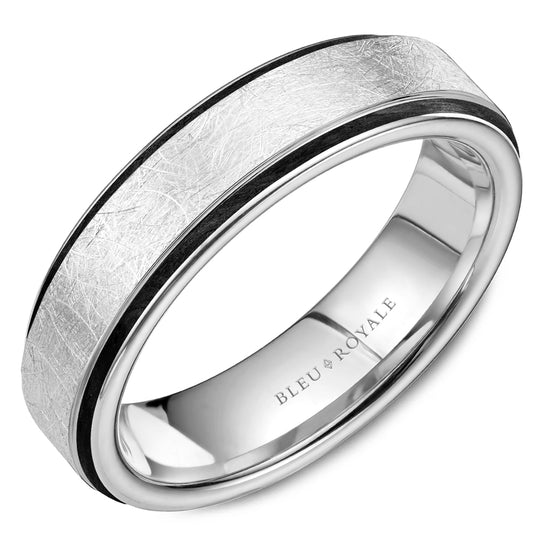 Bleu Royale Distinct Wedding Band 6.00mm Platinum with Black Enamel