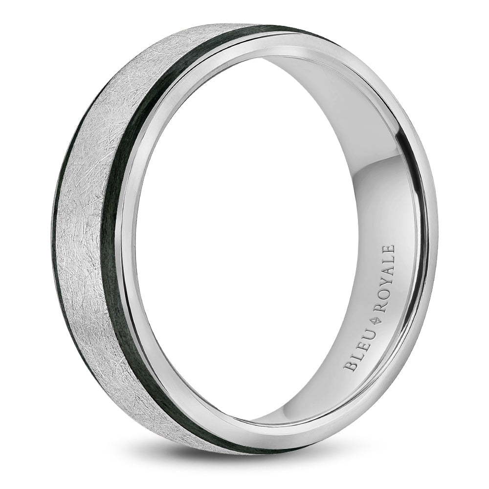 Bleu Royale Distinct Wedding Band 6.00mm Platinum with Black Enamel