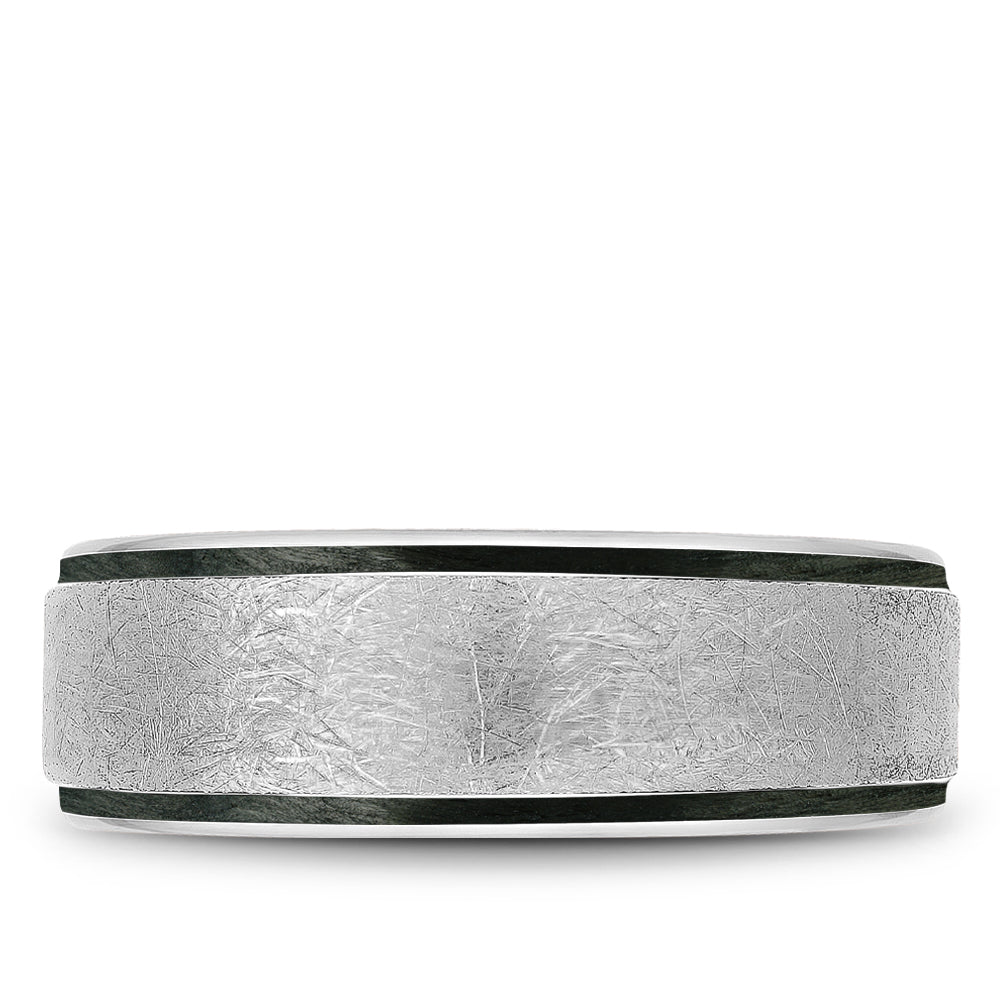 Bleu Royale Distinct Wedding Band 7.50mm White 14k Gold With Black Enamel