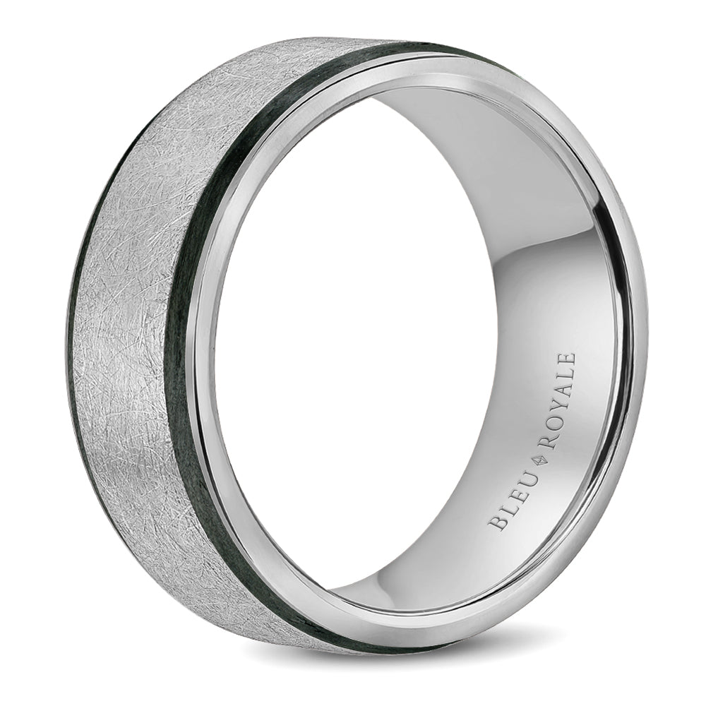 Bleu Royale Distinct Wedding Band 7.50mm White 14k Gold With Black Enamel