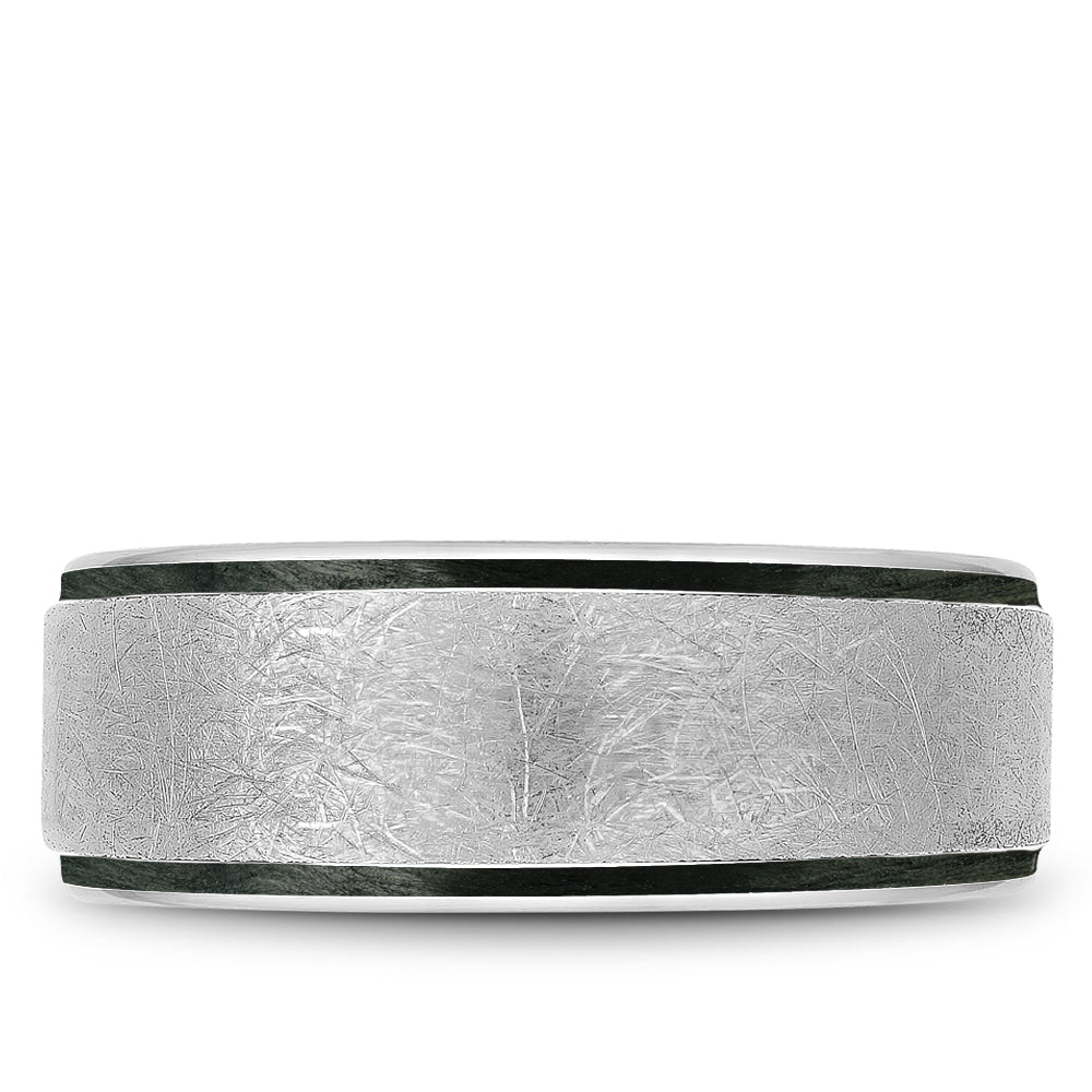 Bleu Royale Distinct Wedding Band 8.50mm Platinum with Black Enamel