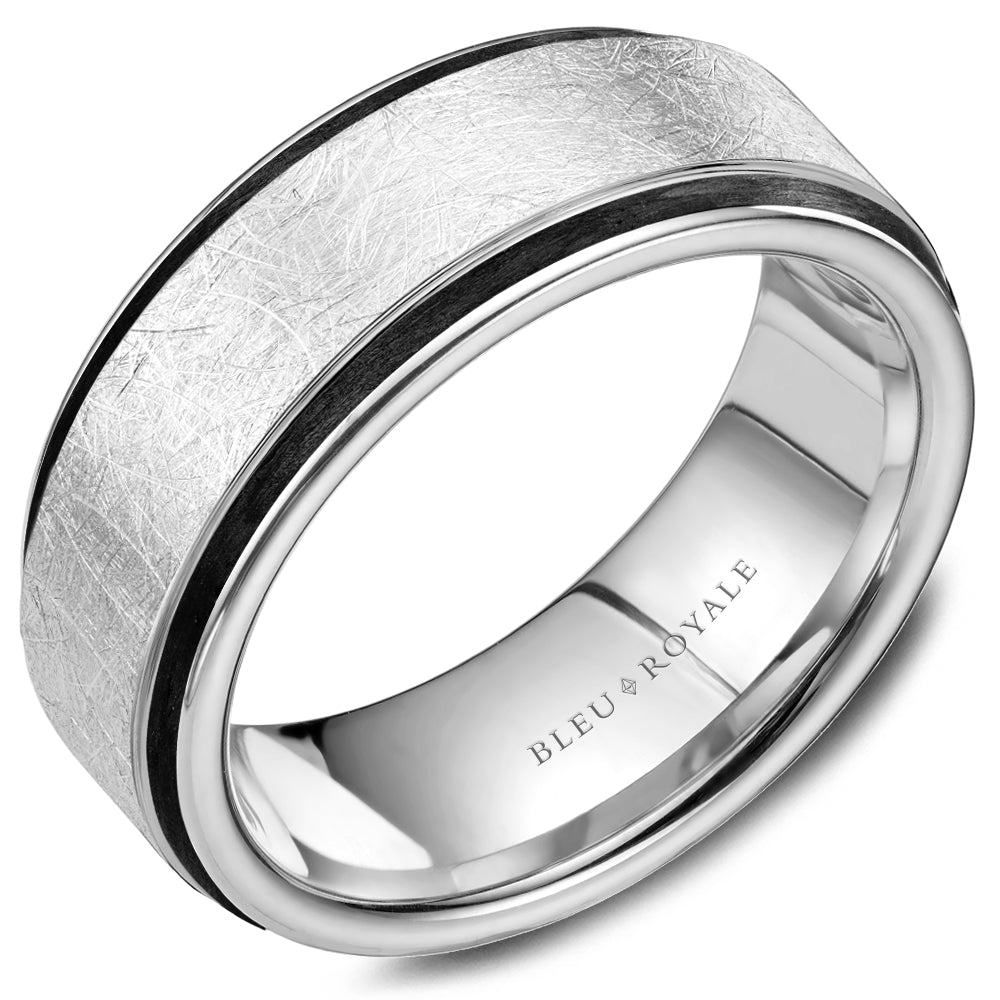 Bleu Royale Distinct Wedding Band 8.50mm Platinum with Black Enamel