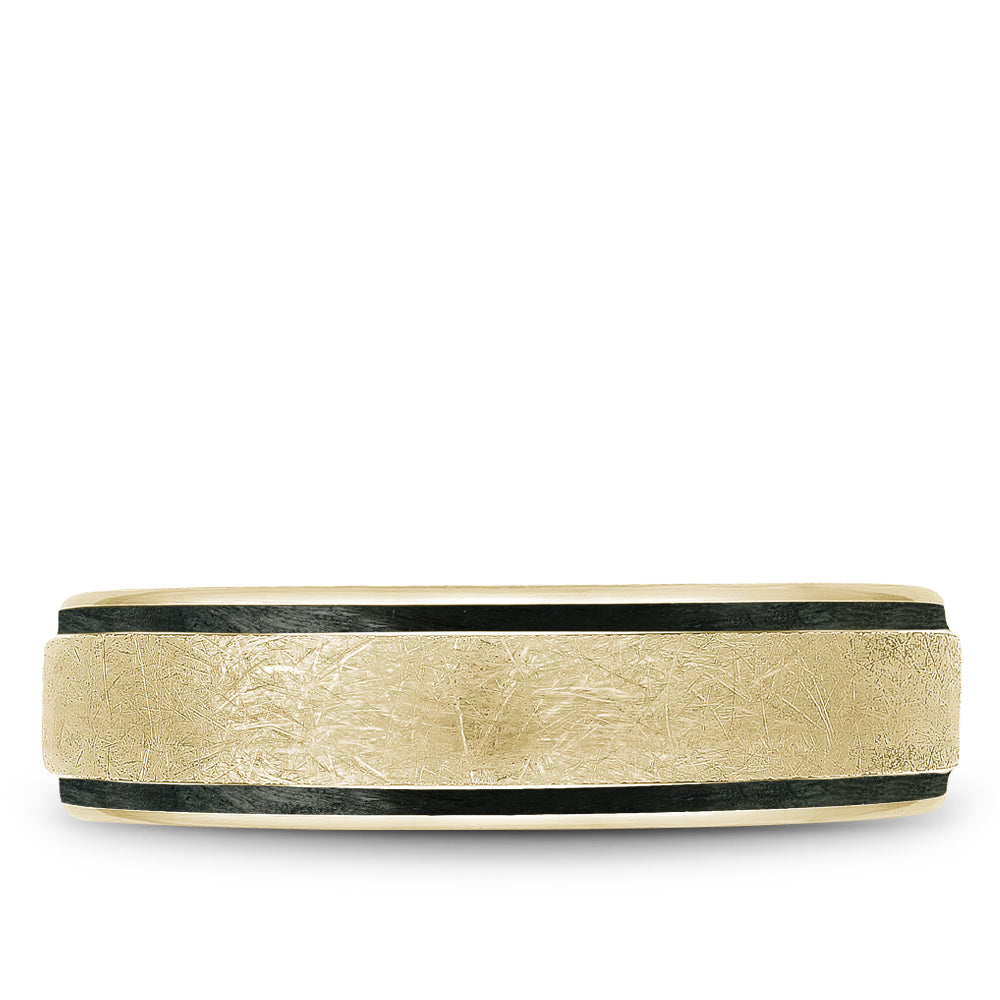 Bleu Royale Distinct Wedding Band 6.00mm Yellow 18k Gold & Black Enamel
