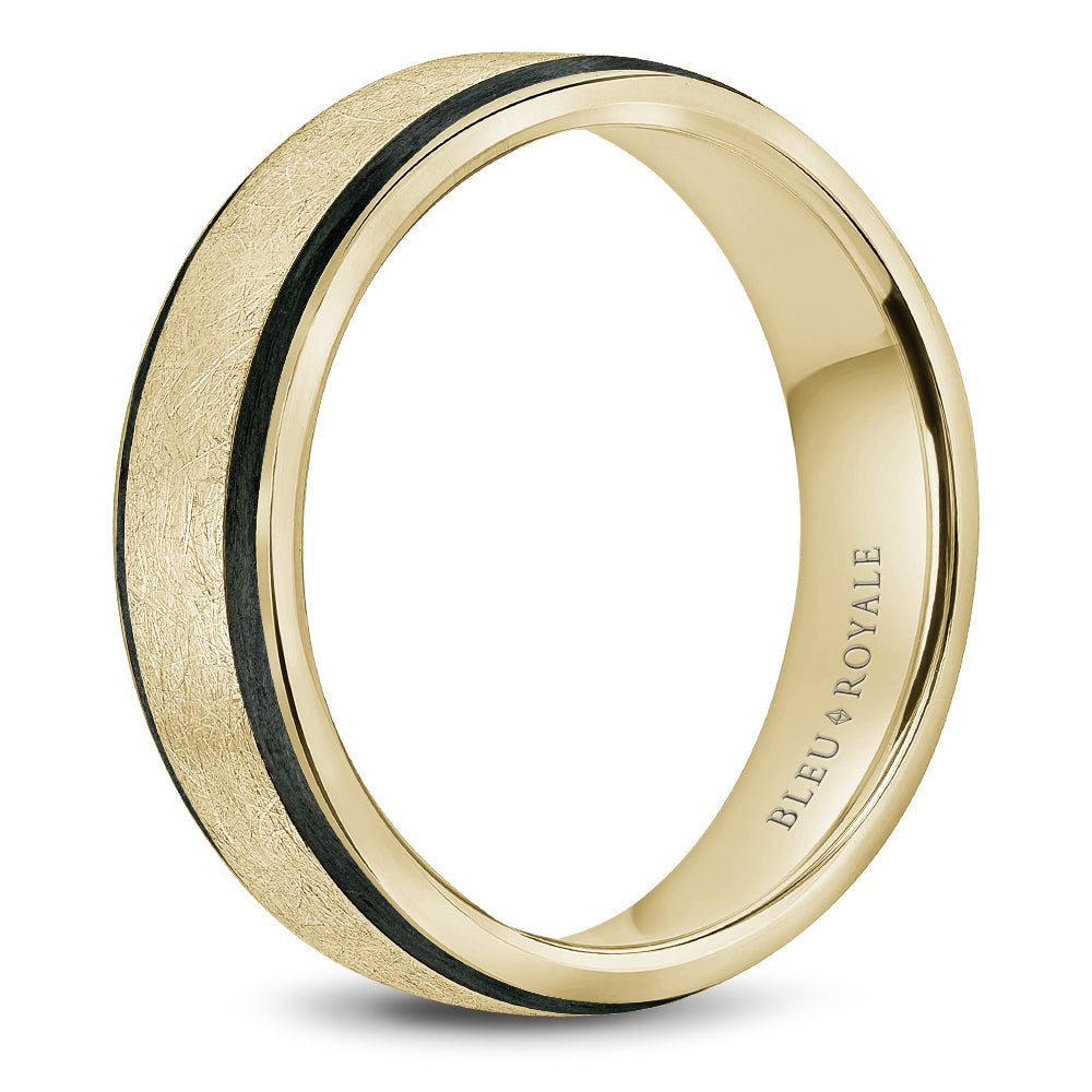 Bleu Royale Distinct Wedding Band 6.00mm Yellow 18k Gold & Black Enamel