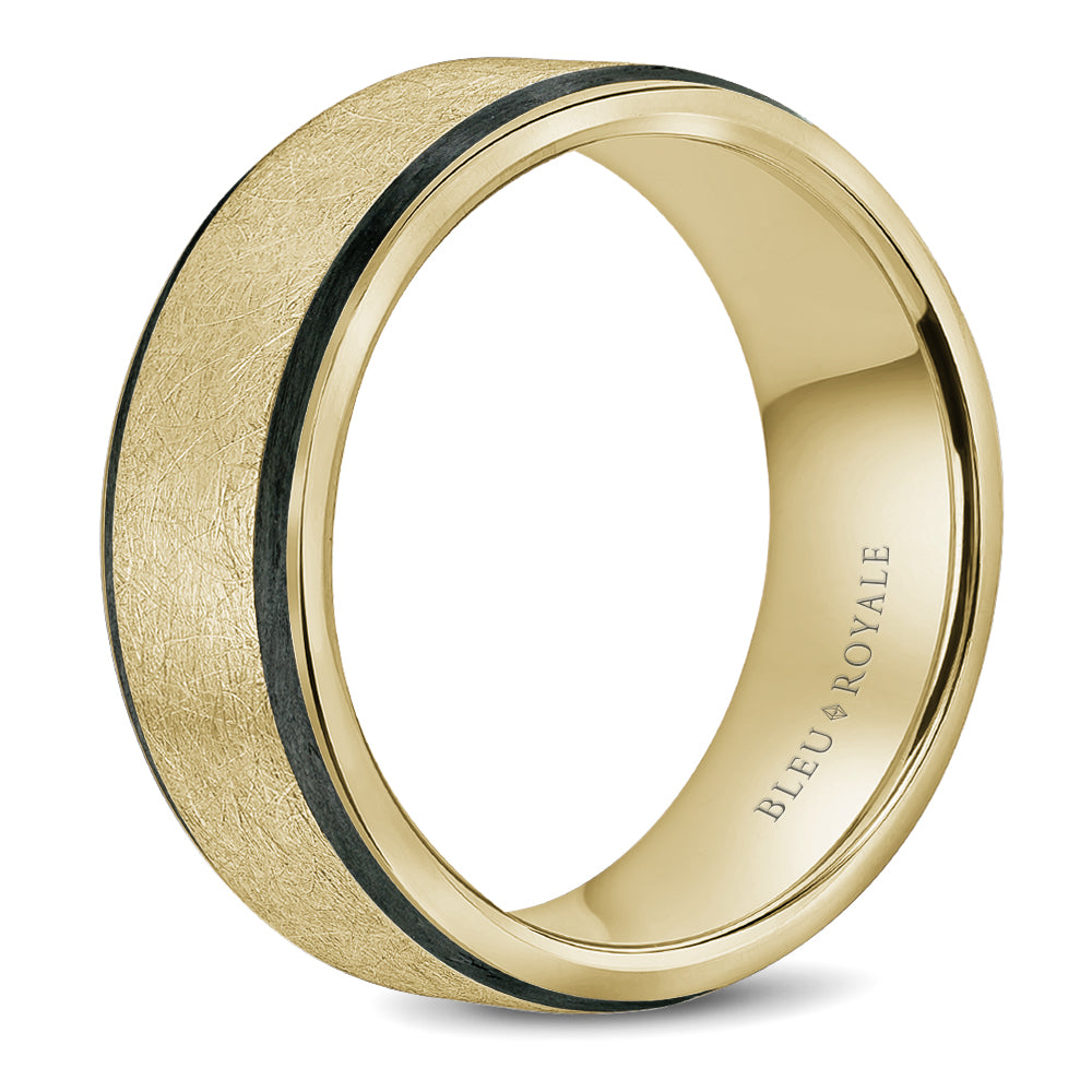 Bleu Royale Distinct Wedding Band 7.50mm Yellow 18k Gold & Black Enamel