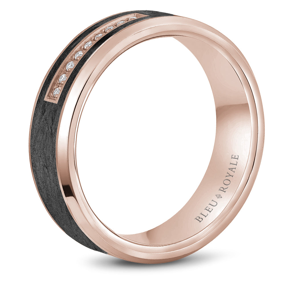 Bleu Royale Wedding Band 7.00mm 18k & Forged Carbon Fiber