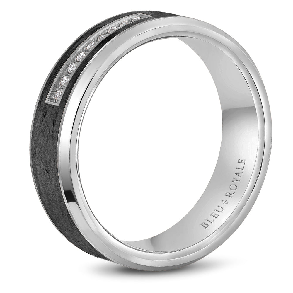 Bleu Royale Wedding Band 7.00mm 14k & Forged Carbon Fiber