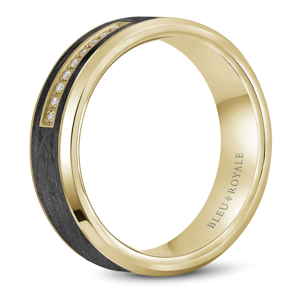 Bleu Royale Wedding Band 7.00mm 14k & Forged Carbon Fiber