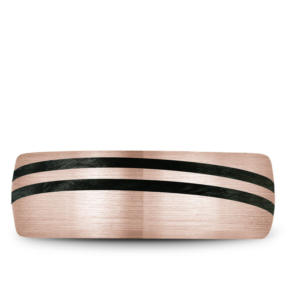 Bleu Royale Distinct Wedding Band 8.00mm Rose 18k Gold & Black Enamel