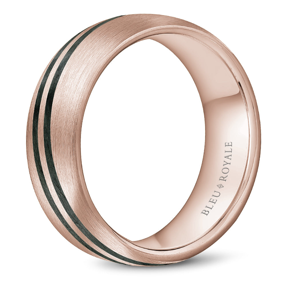 Bleu Royale Distinct Wedding Band 8.00mm Rose 14k Gold & Black Enamel