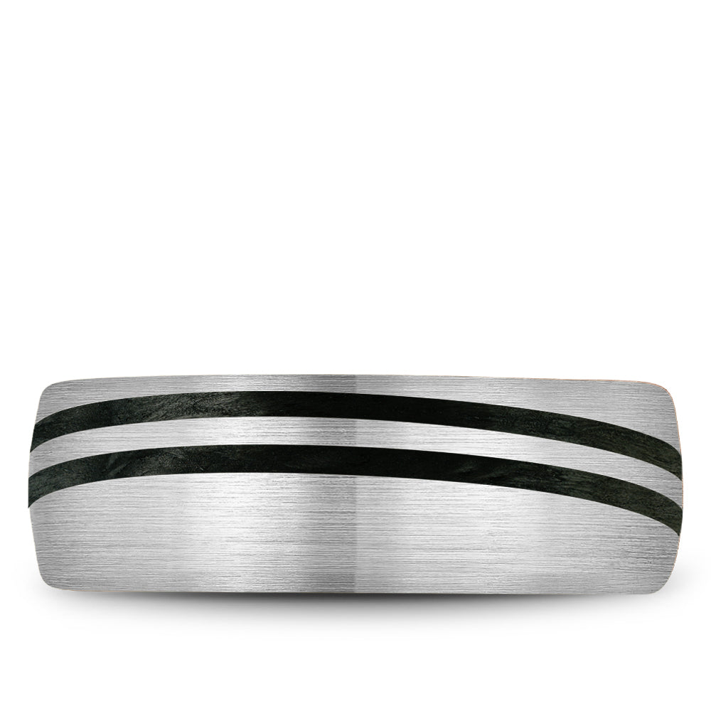 Bleu Royale Distinct Wedding Band 8.00mm White 18k Gold & Black Enamel