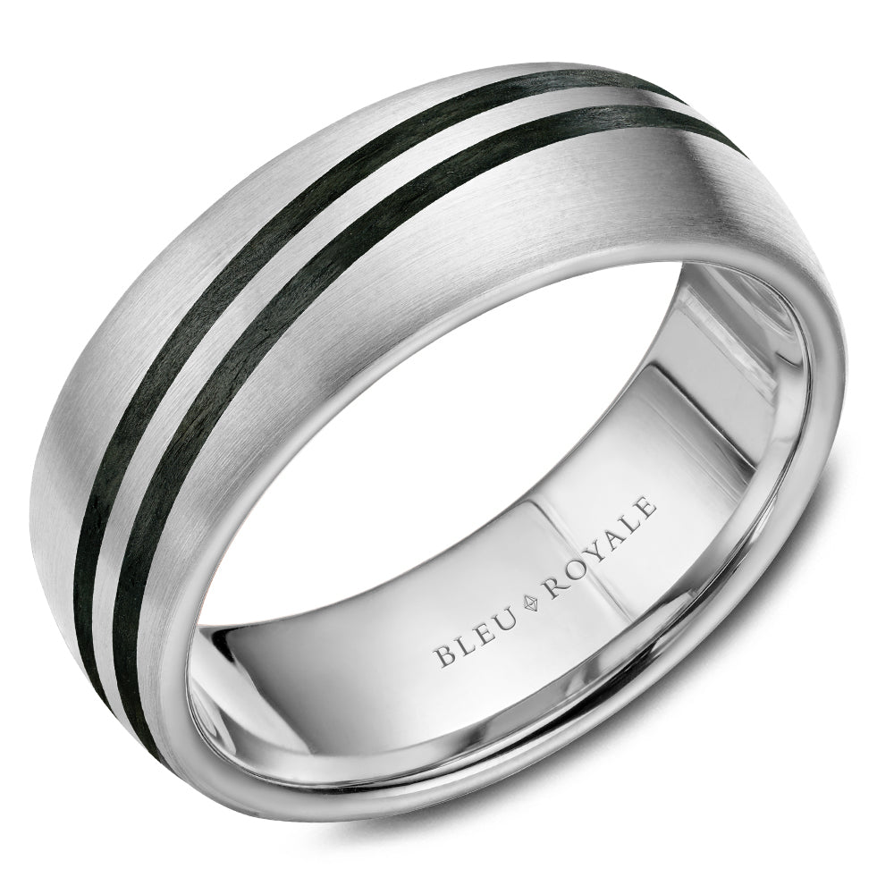 Bleu Royale Distinct Wedding Band 8.00mm Platinum with Black Enamel