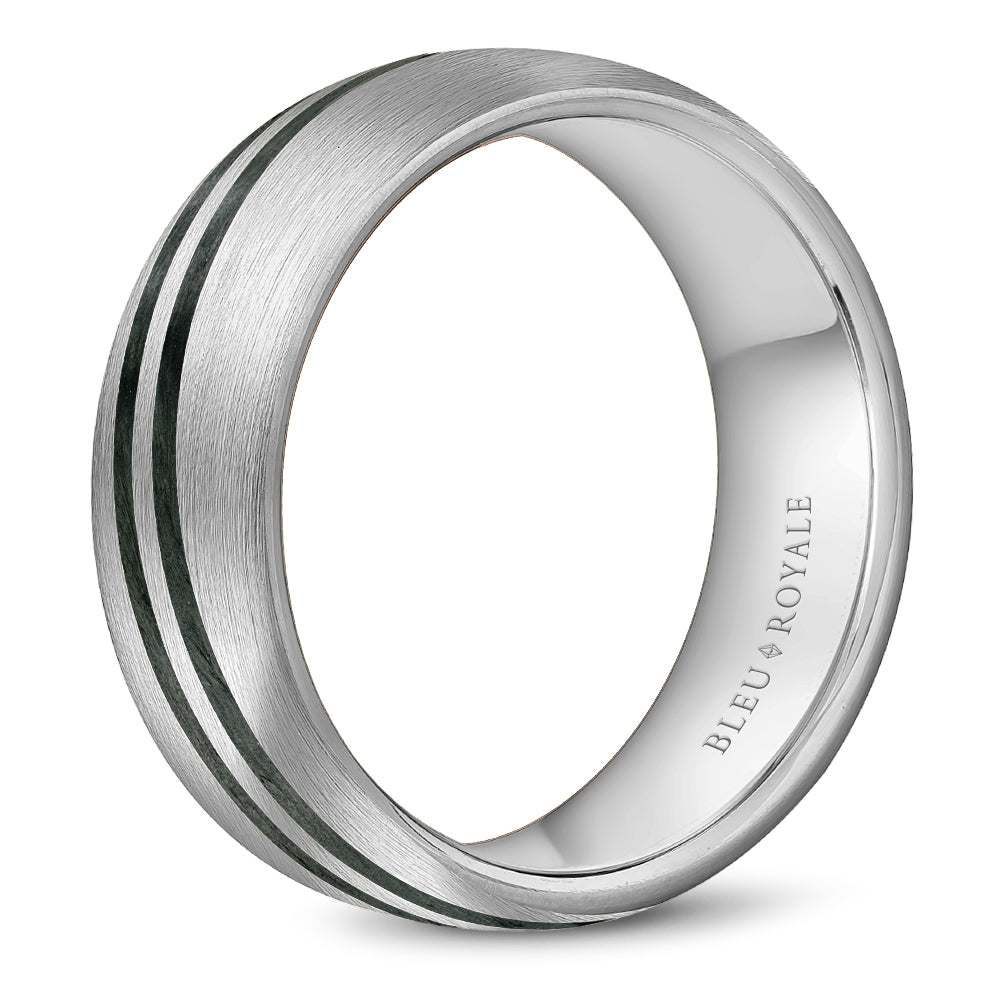 Bleu Royale Distinct Wedding Band 8.00mm Platinum with Black Enamel