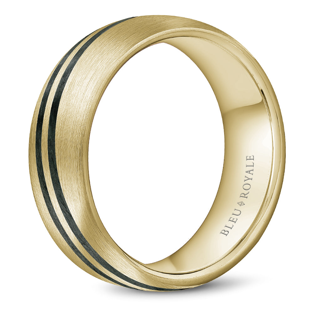 Bleu Royale Distinct Wedding Band 8.00mm Yellow 14k Gold & Black Enamel