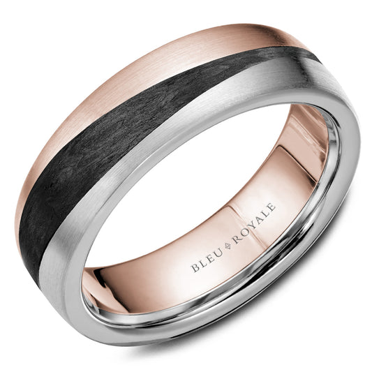 Bleu Royale Distinct Wedding Band 7.00mm 18k & Forged Carbon Fiber