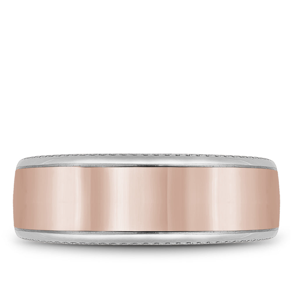 Bleu Royale Legacy Wedding Band 7.50mm Rose and White 18k Gold