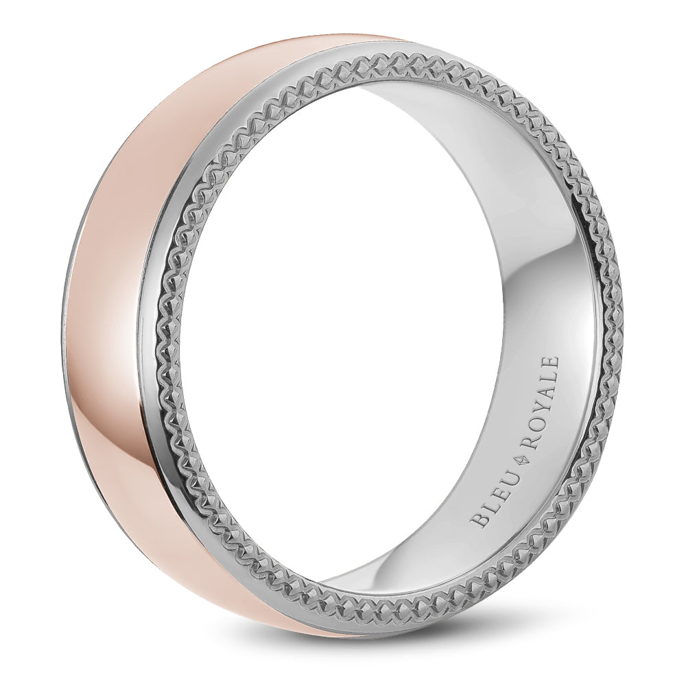 Bleu Royale Legacy Wedding Band 7.50mm Rose and White 14k Gold