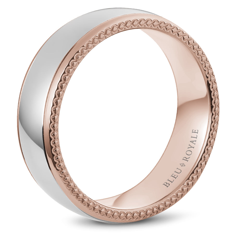Bleu Royale Legacy Wedding Band 7.50mm White and Rose 14k Gold