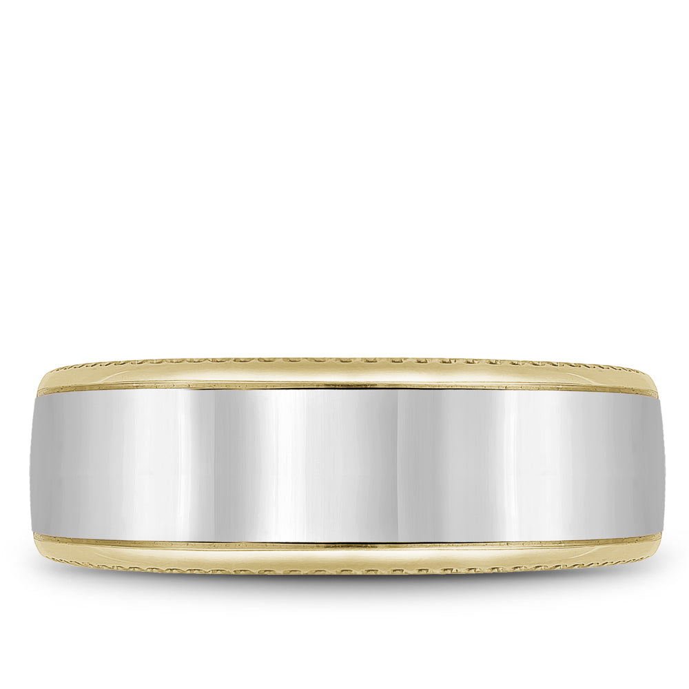 Bleu Royale Legacy Wedding Band 7.50mm White and Yellow 18k Gold