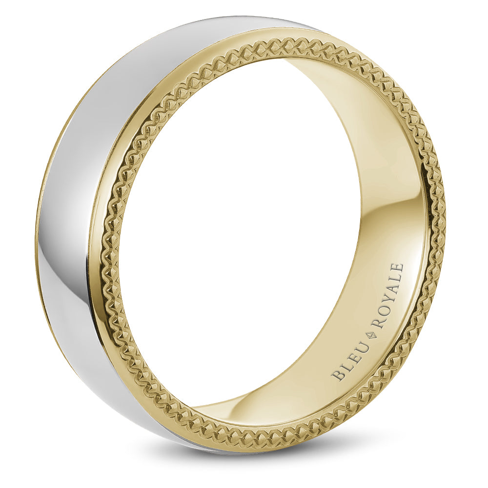 Bleu Royale Legacy Wedding Band 7.50mm White and Yellow 18k Gold