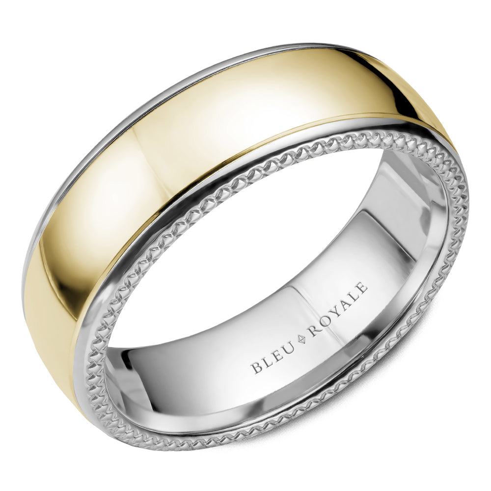 Bleu Royale Legacy Wedding Band 7.50mm Y&W 18k Gold