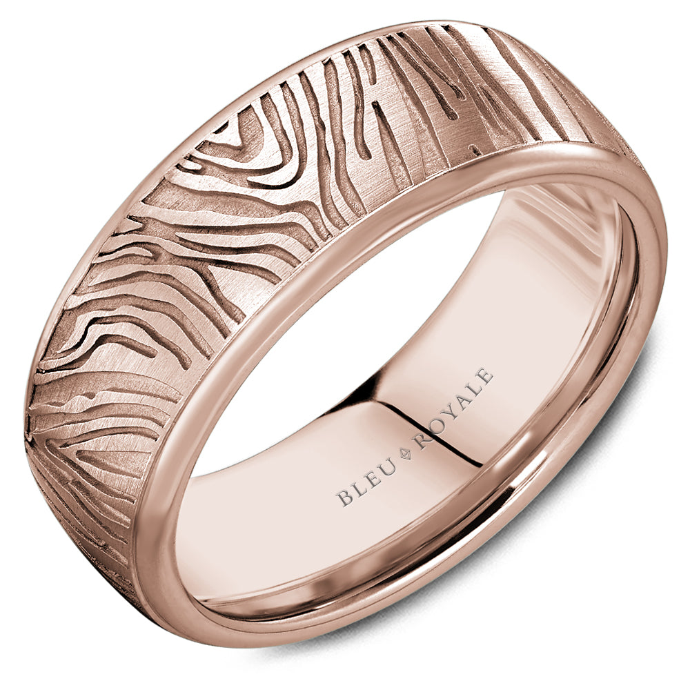 Bleu Royale Distinct Wedding Band 8.00mm Rose 14k Gold