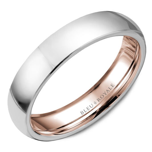 Bleu Royale Legacy Wedding Band 5.00mm White and Rose 18k Gold