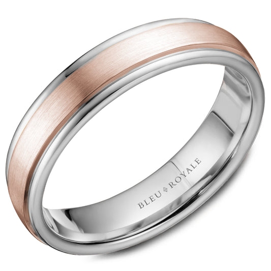 Bleu Royale Legacy Wedding Band 5.50mm Rose and White 14k Gold
