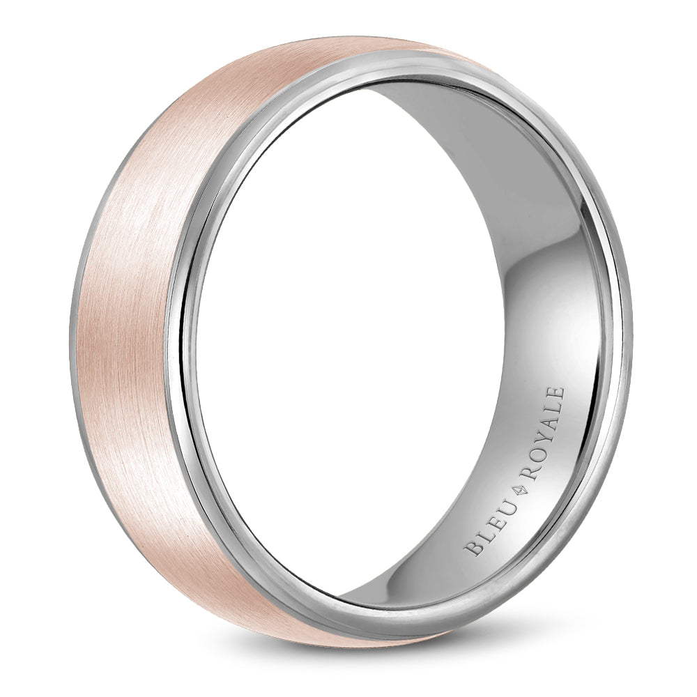 Bleu Royale Legacy Wedding Band 7.50mm Rose and White 14k Gold