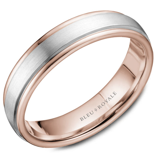 Bleu Royale Legacy Wedding Band 5.50mm White and Rose 14k Gold
