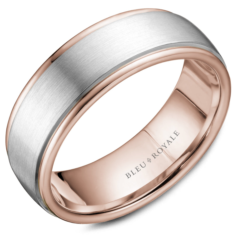 Bleu Royale Legacy Wedding Band 7.50mm White and Rose 18k Gold