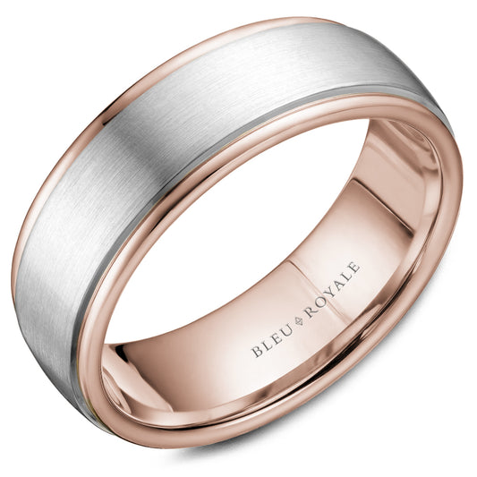 Bleu Royale Legacy Wedding Band 7.50mm White and Rose 18k Gold