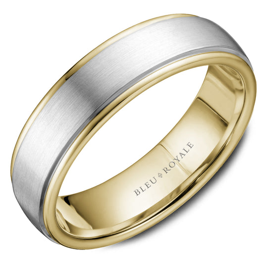 Bleu Royale Legacy Wedding Band 6.50mm White and Yellow 18k Gold