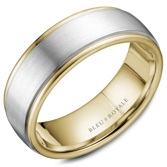 Bleu Royale Legacy Wedding Band 7.50mm White and Yellow 18k Gold
