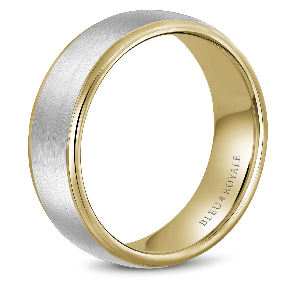 Bleu Royale Legacy Wedding Band 7.50mm White and Yellow 14k Gold