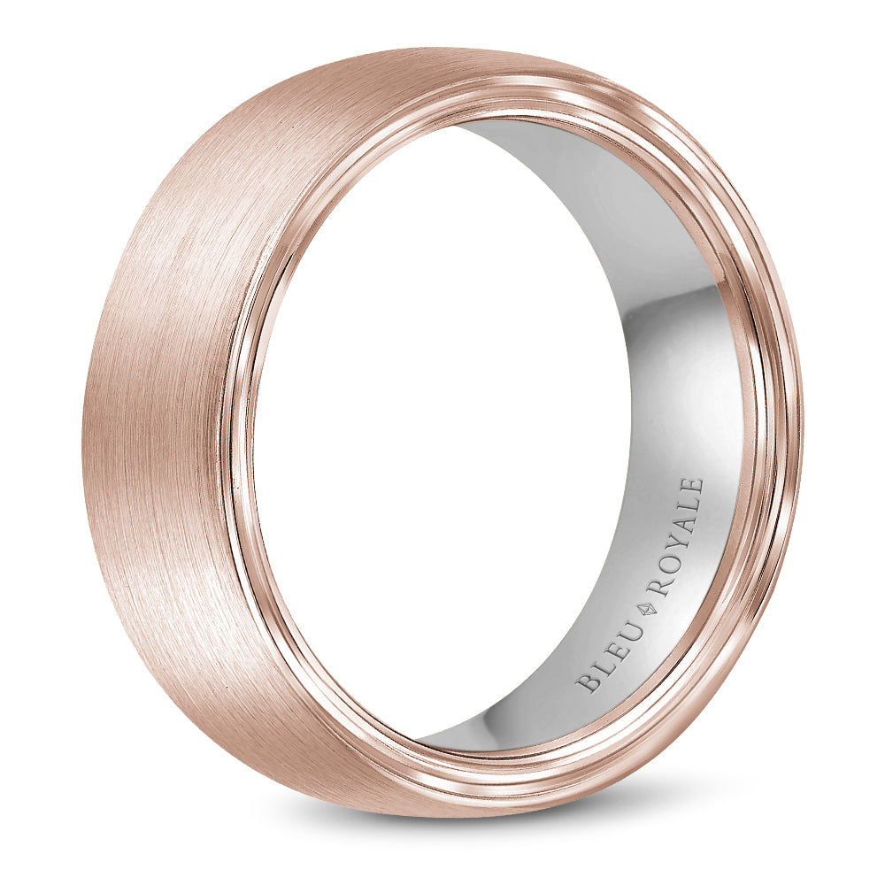 Bleu Royale Legacy Wedding Band 7.50mm Rose and White 14k Gold