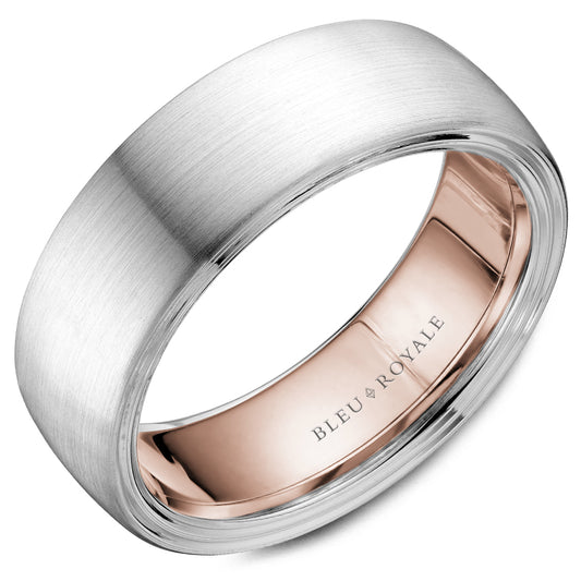 Bleu Royale Legacy Wedding Band 7.50mm White and Rose 18k Gold