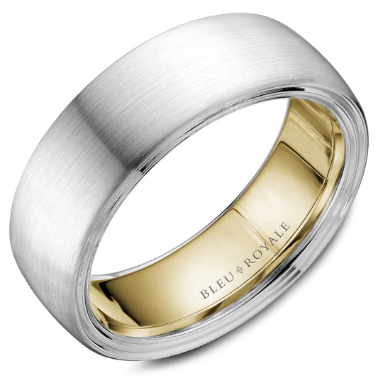 Bleu Royale Legacy Wedding Band 7.50mm White and Yellow 18k Gold