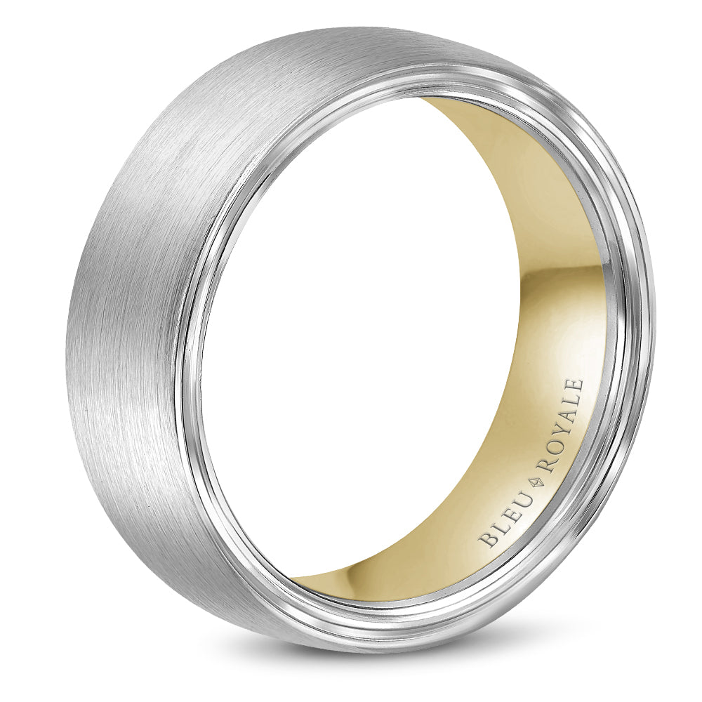 Bleu Royale Legacy Wedding Band 7.50mm White and Yellow 18k Gold