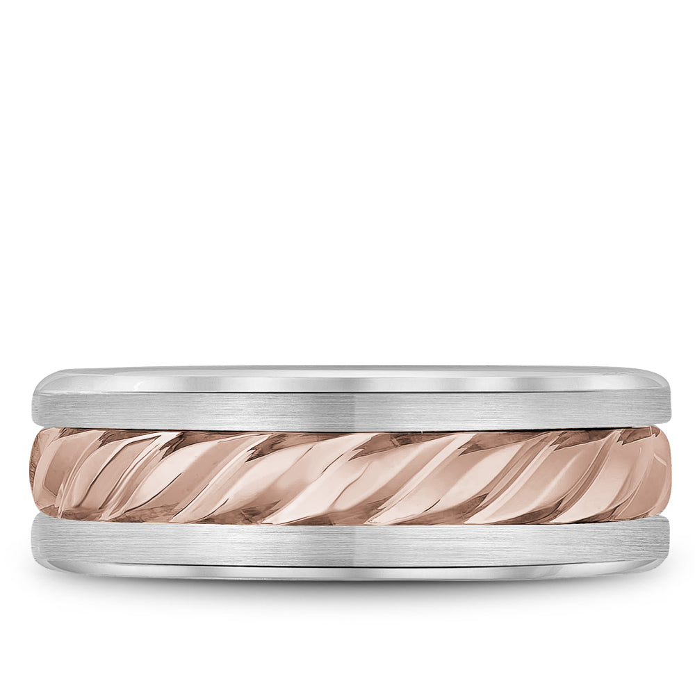 Bleu Royale Legacy Wedding Band 7.50mm Rose and White 14k Gold