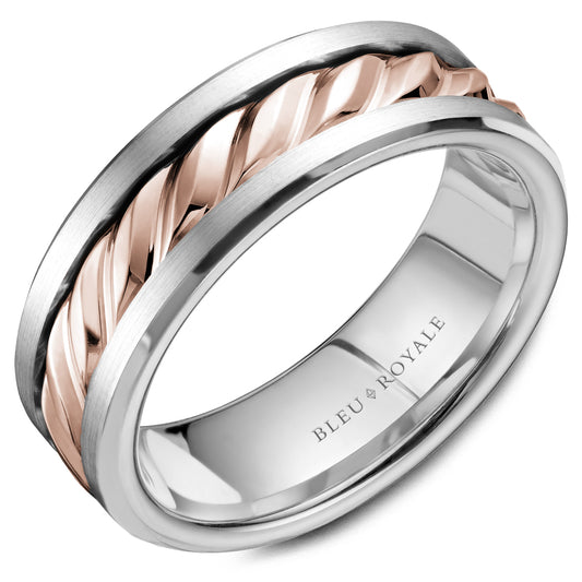 Bleu Royale Legacy Wedding Band 7.50mm Rose and White 18k Gold